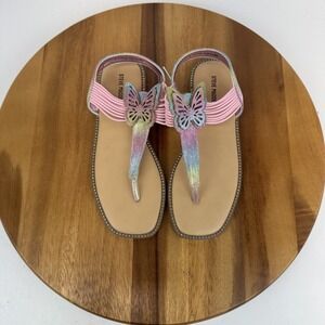 New Big Kids‎ Steve Madden Captve Butterfly Glitter Rainbow Thong Sandals Size 5